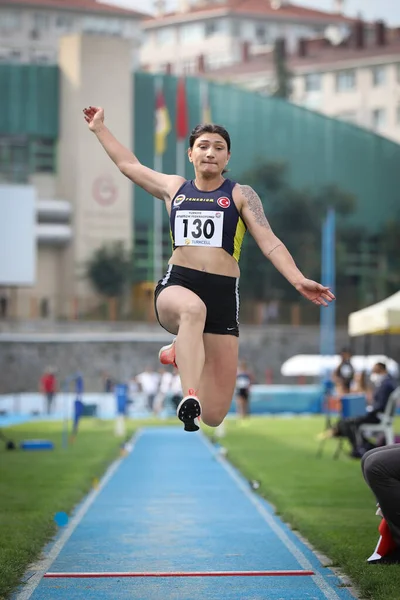 Istanbul Turkey Juni 2021 Ongedefinieerde Atleet Lange Springen Tijdens Turkse — Stockfoto