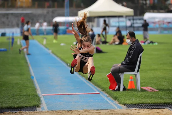 Istanbul Turkey June 2021 Undefined Athletes Long Jumping Turkish Athletic — 스톡 사진