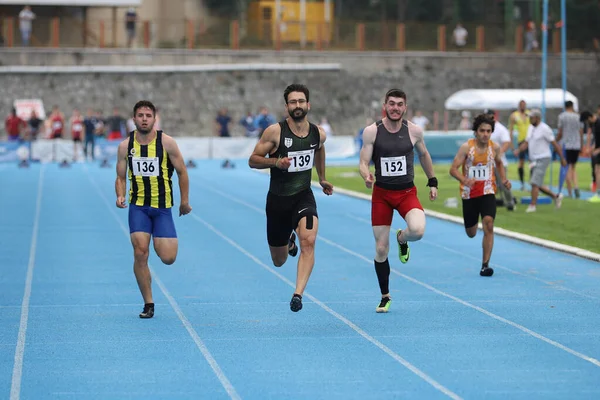 Istanbul Turquía Junio 2021 Atletas Corriendo 100 Metros Durante Copa — Foto de Stock