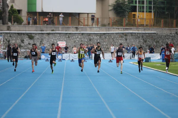 Istanbul Turkey Czerwca 2021 Sportowcy Biegający 100 Metrów Podczas Tureckiej — Zdjęcie stockowe