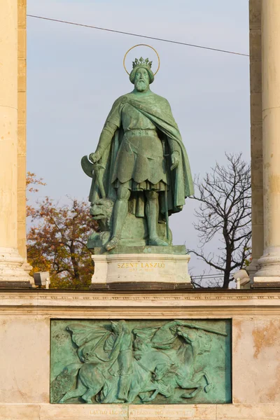 Scultura Szent Laszlo da Piazza degli Eroi, Budapest, Ungheria — Foto Stock