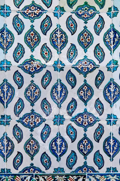 Handmade Traditional Turkish Blue Tile Wall — Stock Photo, Image