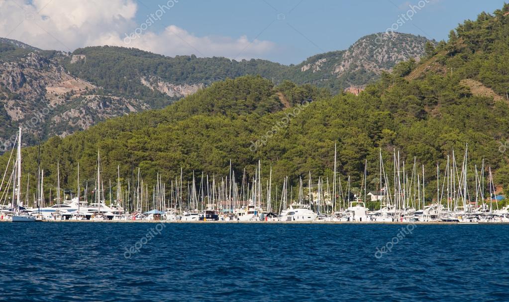 gocek town in aegean coast of turkey– 图库图片