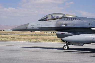 KONYA, TURKIYE - JULY 02, 2025: US Air Force General Dynamics F-16C Fighting Falcon (1C-118) displayed at Konya Airport during Anatolian Eagle Air Force Exercise