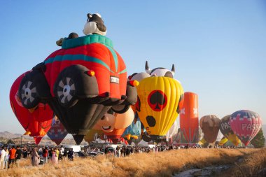 NEVSEHIR, TURKIYE - 10 Ağustos 2025: Nevsehir, Türkiye 'deki Kapadokya Balon Festivali sırasında Sıcak Hava Balonları