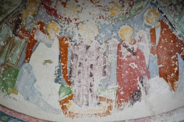NEVSEHIR, TURKIYE - 10 Ağustos 2025: Goreme Kasabası El Nazar Kilisesi 'nde Fresco