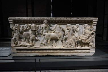 ADANA, TURKIYE - NOVEMBER 09, 2025: Sarcophagus in Adana Museum