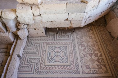 NEVSEHIR, TURKIYE - 09 Ağustos 2025: Sobesos Antik Kentinde Mozaikler