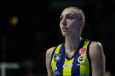 ISTANBUL, TURKIYE - 19 Ekim 2025: Fenerbahçe 'de Asli Kalac, Burhan Felek Spor Salonu' nda Türk Hava Yolcuları Türk Sultanları Ligi karşılaşmasına karşı