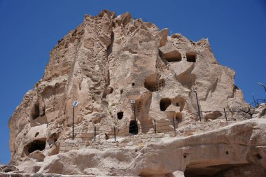 Kapadokya 'daki Uchisar Kalesi, Nevsehir Şehri, Türkiye