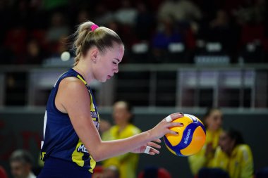 ISTANBUL, TURKIYE - 19 Ekim 2025: Fenerbahçe 'de Arina Fedorovtseva ile Burhan Felek Spor Salonu' nda Türk Hava Yollari Türk Sultanları Ligi karşılaşması