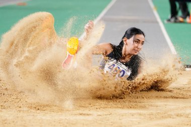 ISTANBUL, TURKIYE - 23 Ocak 2026: Atakoy Atletizm Arenasında düzenlenen Türkiye Atletizm Federasyonu Olimpiyat Eşiği sırasında tanımlanamayan atletler