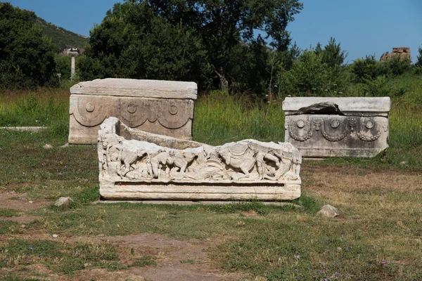 Sarcofaag in Efeze oude stad — Stockfoto