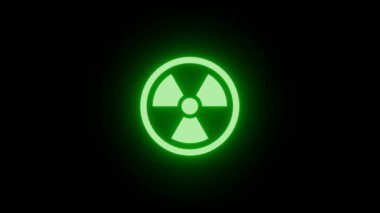 Siyah vfx video elementinde yeşil solunum ışığı radyasyon simgesi işareti izole edildi