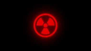 Siyah vfx video elementinde izole edilmiş kırmızı solunum ışıltısı radyasyon simgesi işareti