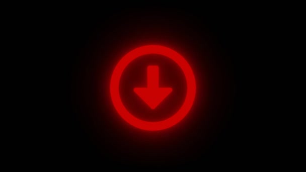 Red Breathing Glow Circle Arrow Icon Sign Isolated Black Vfx — Stock Video