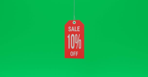 Shiny Red Процентов Sale Tag Green Screen — стоковое видео