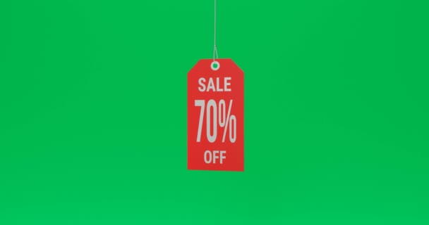 Shiny Red Percent Sale Tag Green Screen — Stock Video