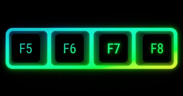 Colorful Illuminated Keyboard Keys Closeup Soft Focus — 비디오