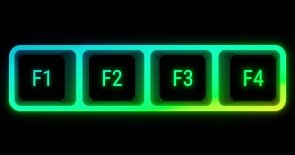 Colorful Illuminated Keyboard Keys Closeup Soft Focus — Vídeo de Stock