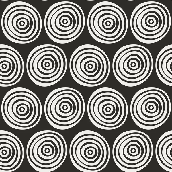 Nahtlos stilvolle handgezeichnete Muster. Vektorillustration mit konzentrischen Kreisen — Stockvektor
