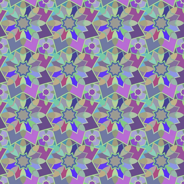 Patrón sin costura vectorial con adorno geométrico. Ilustración de mosaico decorativo a color para imprimir, web — Vector de stock