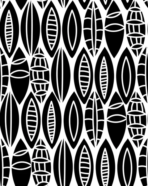 Vector inconsútil motivo floral blanco y negro con hojas, patrón de fondo — Vector de stock