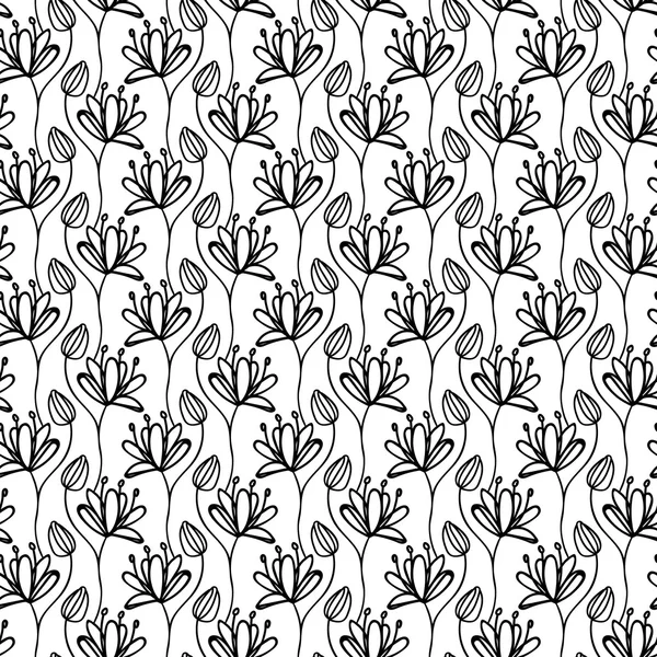 Padrão sem costura vetorial. Design gráfico linear. Fundo linear floral —  Vetores de Stock