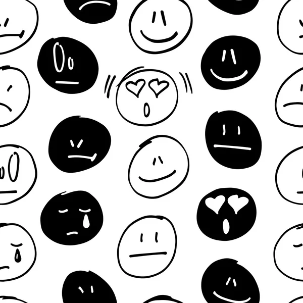 De naadloze patroon vector met freehand tekening emoticons. — Stockvector