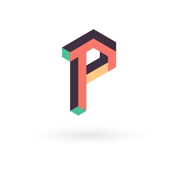 Letter P isometric logo design. — Stock Vector