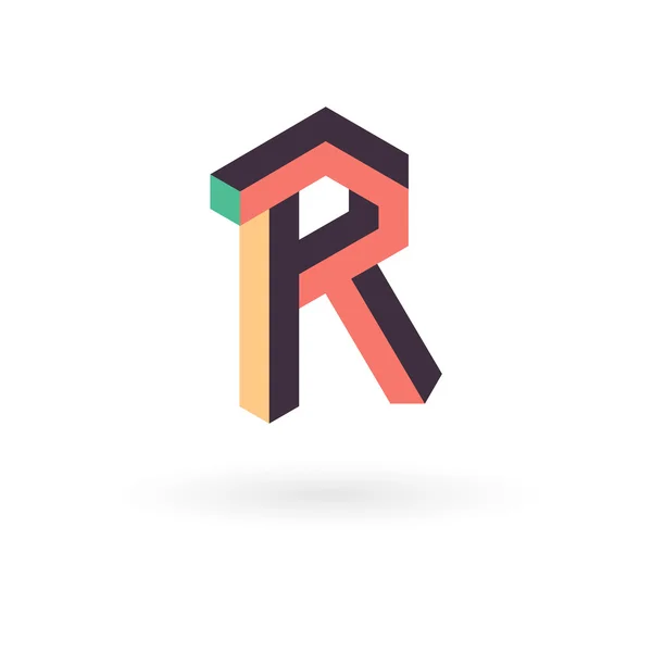 R harfi izometrik logo tasarımı. — Stok Vektör