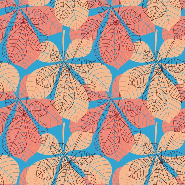 Бесшовный фон с красочными осенними листьями. Векторная иллюстрация. — стоковый вектор