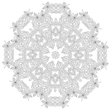 Vektör güzel Deco siyah Mandala, tasarım öğesi, etnik muska, desenli çiçek motif desen dola