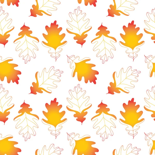 Renkli meşe sonbahar yaprakları ile sorunsuz arka plan. Vektör çizim.
