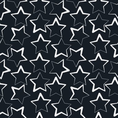 Simple seamless star shape vector pattern. Outlined background. Seamless repeating texture. clipart