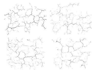 Doğal çatlaklar arka planda kalır. Çatlak yüzeyin vektör kaplama dokuları. Bir renk grafik kaynağı.