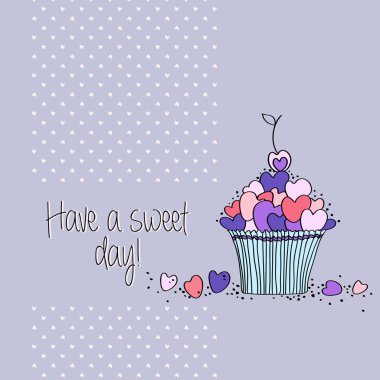 kalpleri ve cupcakes tebrik kartı