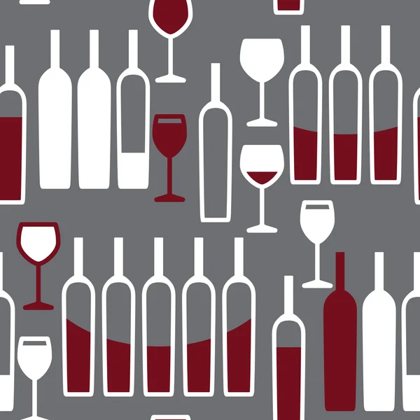 Vinné sklenice a láhve bezešvé vzor — Stockový vektor