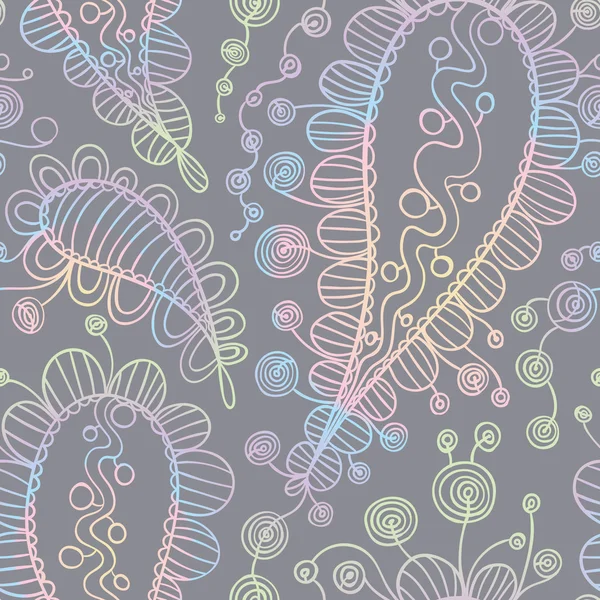 Modèle floral sans couture vectoriel. Texture dessinée à la main avec paisley, dessin décoratif, livre à colorier — Image vectorielle