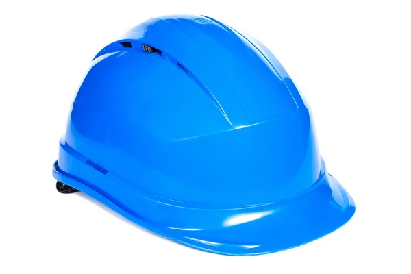 Closeup of blue protective helmet on white background — Stockfoto