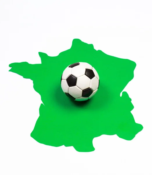 Fussball auf grüner kontur frankreich — Stockfoto