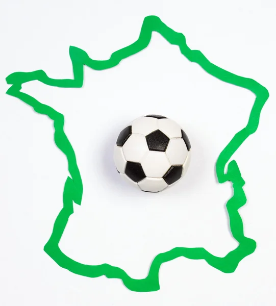 Fussball auf kontur frankreich — Stockfoto