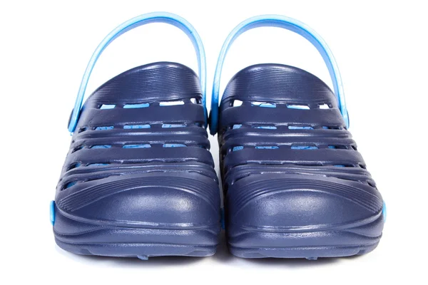 Blue rubber slippers, for use at work and on vacation — Stock Photo, Image