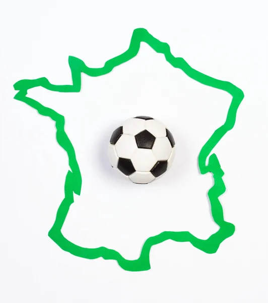 Fussball auf kontur frankreich — Stockfoto