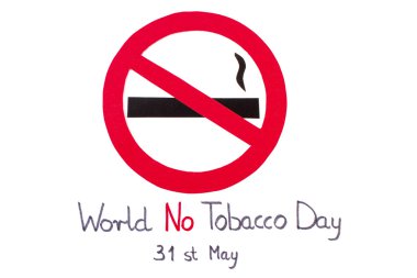 Kırmızı yuvarlak yok Sigara İçilmez işareti, dur tütün hayatını kurtarmak