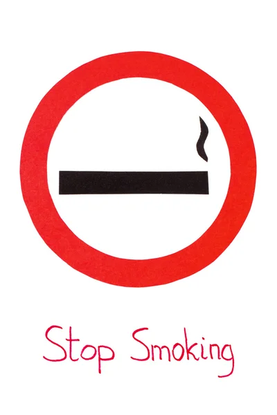 Czerwony okrągły oznak palenia, stop tytoniu uratować życie — Zdjęcie stockowe