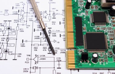 Baskılı devre kurulu ve hassas araçları şemasında elektroniği, teknoloji