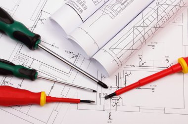 Diyagramlar ve iş araçları Tarih Hanesi'nin çizim elektrik inşaat rulo