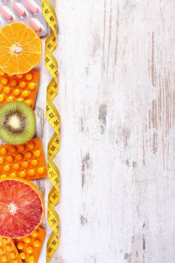 Kopya metin için yer doğal meyve, santimetre ve hapları, zayıflama, sağlıklı beslenme ve ekleri, arasında seçim