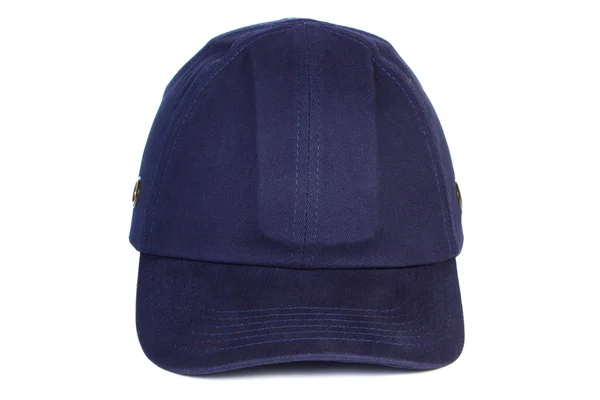 Navy blue baseball cap on white background, protection from sun — Stock Photo, Image